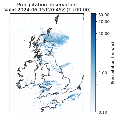 Precipitation radar obs